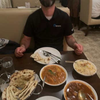 Indeblue Modern Indian - Chicken Madras, 4 different naan flavors, rice and pork meatballs I believe. - Indian Near Me - Cherry Hill, New Jersey