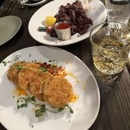 blue corn calamari and fried green tomatoes