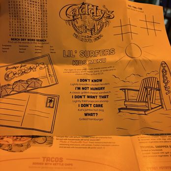 Caddy's Madeira Beach - The creative kids menu - Bars Near Me - Madeira Beach, Florida Caddy's Madeira Beach - The creative kids menu - Bars Near Me - Madeira Beach, Florida