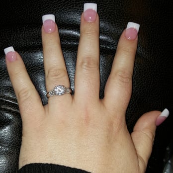 VIP Nails - Pink and white powder acrylics by Thanh. - Nail Salons Near Me - San Diego, California