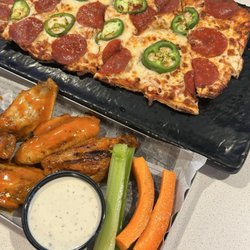 Industry Gastro Lounge - Flat Flatbread Pizza and Buffalo grilled wings
