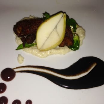 Rioja - Lightly crusted quail on the most delectable risotto garnished with pear and some amazing sauce. (Half portion pictured here) - New American Near Me - Denver, Colorado Rioja - Lightly crusted quail on the most delectable risotto garnished with pear and some amazing sauce. (Half portion pictured here) - New American Near Me - Denver, Colorado