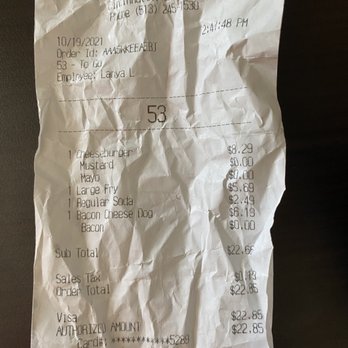 Five Guys - a receipt for a pizza - Burgers Near Me - Cincinnati, Ohio Five Guys - a receipt for a pizza - Burgers Near Me - Cincinnati, Ohio