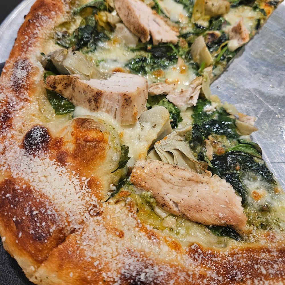Harvest - Brewery - Almond pesto with roasted chicken. - Pizza Near Me - Columbus, Ohio Harvest - Brewery - Almond pesto with roasted chicken. - Pizza Near Me - Columbus, Ohio