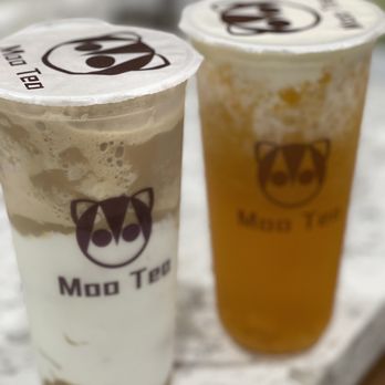 Moo Tea - Dalgona Coffee Cheese Frapp and Peach Tea with Yakult Foam - Tea Rooms Near Me - Alhambra, California Moo Tea - Dalgona Coffee Cheese Frapp and Peach Tea with Yakult Foam - Tea Rooms Near Me - Alhambra, California