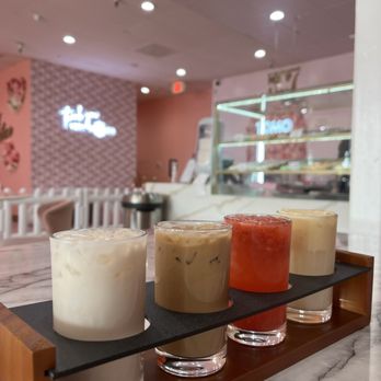 TOMO Tea House - Flight (Wintermelon Milk Tea, Vietnamese Coffee, Strawberry Green Tea, and Mango Cloud) - Coffee & Tea Near Me - Alameda, California TOMO Tea House - Flight (Wintermelon Milk Tea, Vietnamese Coffee, Strawberry Green Tea, and Mango Cloud) - Coffee & Tea Near Me - Alameda, California