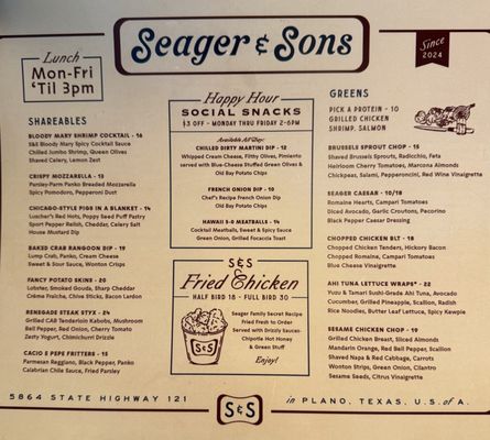 Menu photo 3 Seager & Sons Plano, TX