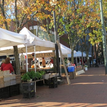 Charles Square Farmers Market - a woman walking down the sidewalk - Farmers Market Near Me - Cambridge, Massachusetts