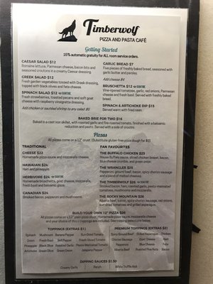 Menu photo 2 Timberwolf Pizza & Pasta Cafe Lake Louise, AB