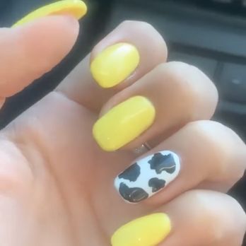 Savy Nails - My last set of hard gel cow print nails done by David - Nail Salons Near Me - Las Vegas, Nevada