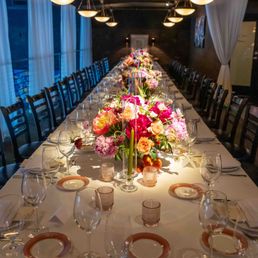 Dining Table setup for Rehearsal Dinner for 50 guests Dining Table setup for Rehearsal Dinner for 50 guests