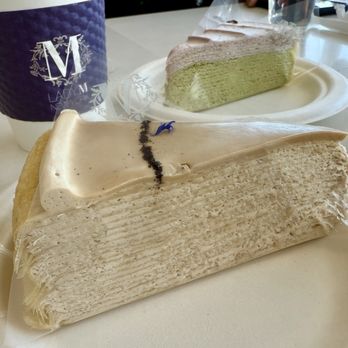 Lady M Cake Boutique - Earl grey and Lavender Matcha Mille Crêpes - Slice - Bakeries Near Me - Los Altos, California Lady M Cake Boutique - Earl grey and Lavender Matcha Mille Crêpes - Slice - Bakeries Near Me - Los Altos, California