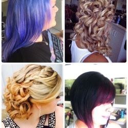 Gloria's Hair salon - Hair updos  and  light blue   hair color