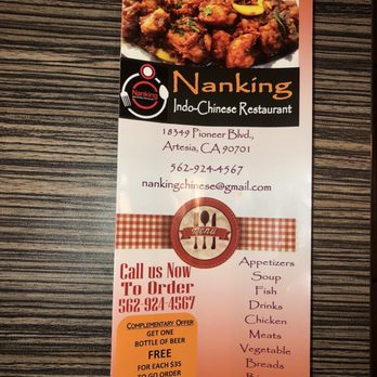 Nanking Indian Restaurant - Menu Cover - Indian Near Me - Artesia, California Nanking Indian Restaurant - Menu Cover - Indian Near Me - Artesia, California