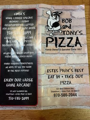 Menu photo 4 Bob & Tony's Pizza Estes Park, CO