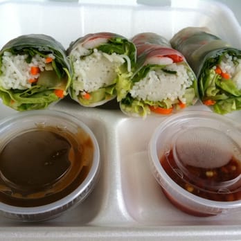 Quick Thai - Summer roll with peanut sauce and chili garlic. - Thai Near Me - Waipahu, Hawaii Quick Thai - Summer roll with peanut sauce and chili garlic. - Thai Near Me - Waipahu, Hawaii