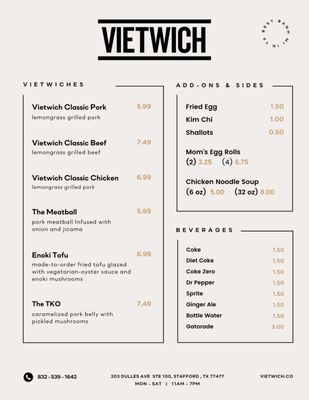 Menu photo 4 Vietwich Stafford, TX Menu photo 4 Vietwich Stafford, TX