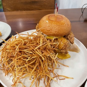 Furai Chicken - Oyako Sando with a side of sweet potato fries. - Korean Near Me - Garden Grove, California Furai Chicken - Oyako Sando with a side of sweet potato fries. - Korean Near Me - Garden Grove, California