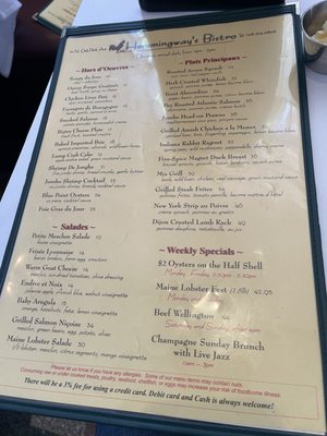 Menu photo 1 Hemmingway's Bistro Oak Park, IL