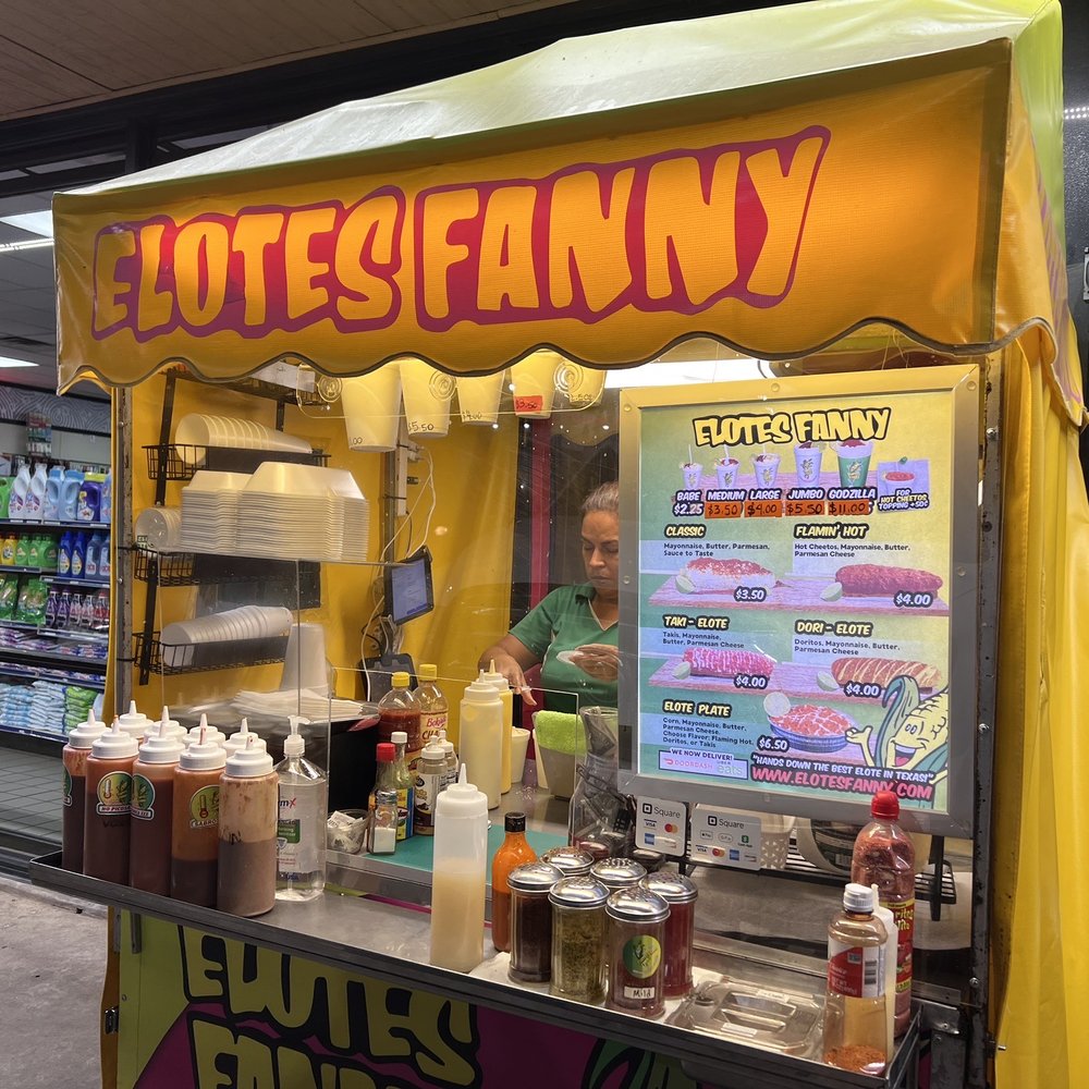 Elotes Fanny - a hot dog stand in a grocery store - Mexican Near Me - carrolton, Texas