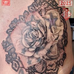 DAKINITATTOO - Rose & lace cover-up tattoo (in-progress)