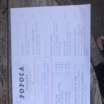Popoca - Menu - Salvadoran Near Me - Oakland, California
