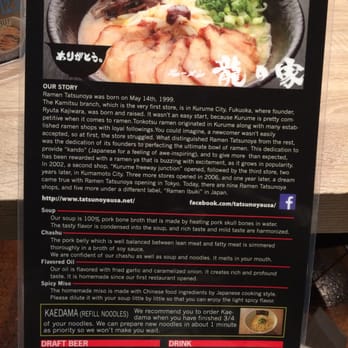 Ramen Tatsunoya - Menu bar section - disappointed that there's only beer. A little sake selection would be awesome. - Ramen Near Me - Pasadena, California Ramen Tatsunoya - Menu bar section - disappointed that there's only beer. A little sake selection would be awesome. - Ramen Near Me - Pasadena, California