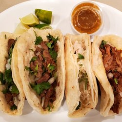 Taqueria Pequena - Tacos! (2 steak, 1 chicken, 1 pork)