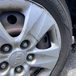 Economy Rent a Car - complete wreck of wheels and tire