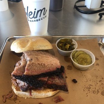 Heim Barbecue - Sliced Brisket Sandwich - Good - Had better bbq - Barbeque Near Me - Dallas, Texas Heim Barbecue - Sliced Brisket Sandwich - Good - Had better bbq - Barbeque Near Me - Dallas, Texas