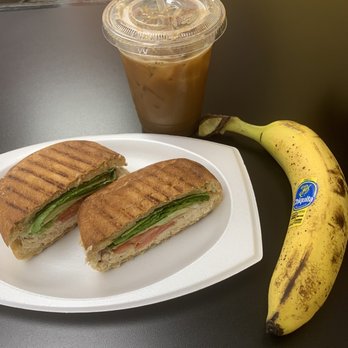 Dolce Vita Cafe - Il Tonno Siciliano Panini and Iced Coffee (Small) - Coffee & Tea Near Me - Brighton, Massachusetts