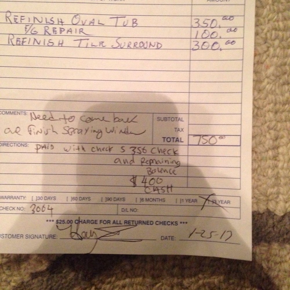 Bath-Brite - $750. Chose based on yelp reviews. - Refinishing Services Near Me Bath-Brite - $750. Chose based on yelp reviews. - Refinishing Services Near Me