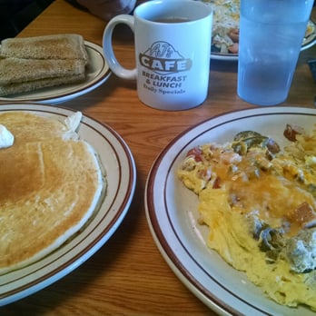 AJ's Cafe - Meattza scramble with a cake - Cafes Near Me - Omaha, Nebraska