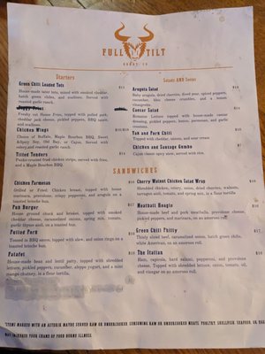 Menu photo 4 Full Tilt Saloon Ouray, CO