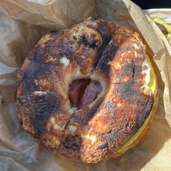 Einstein Bros. Bagels - Burnt bagel they provided me. The staff saw this bagel and thought "hm good idea to serve to a customer" pathetic. - Bagels Near Me - Poway, California Einstein Bros. Bagels - Burnt bagel they provided me. The staff saw this bagel and thought "hm good idea to serve to a customer" pathetic. - Bagels Near Me - Poway, California