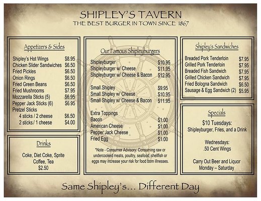 Menu photo 2 Shipley's Tavern Madison, IN