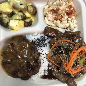 Aina Grill - Hamburger steak, Teri steak, cheesy potatoes, Mac salad - American Near Me - Waipahu, Hawaii Aina Grill - Hamburger steak, Teri steak, cheesy potatoes, Mac salad - American Near Me - Waipahu, Hawaii