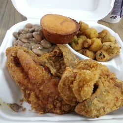 Sunoco - Fried chicken, speckled butter beans, fried okra, and cornbread!!!
