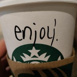 Starbucks - My go to drink is the caramel macchiato with almond milk, of course.