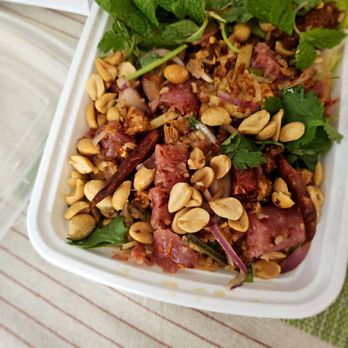 Zabb PuTawn - Yum Naem Kow Tod. Crispy rice and soured pork sausage - Thai Near Me - Brooklyn, New York Zabb PuTawn - Yum Naem Kow Tod. Crispy rice and soured pork sausage - Thai Near Me - Brooklyn, New York