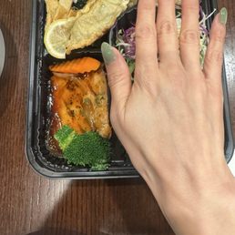 Dosirak with salmon - salmon size is small! Dosirak with salmon - salmon size is small!