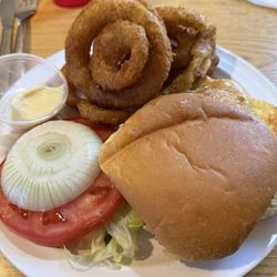 Grayson Restaurant - Grilled chicken sandwich and onion rings
