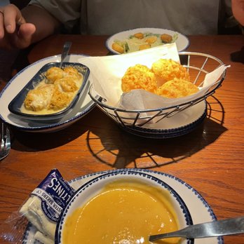 Red Lobster - a bowl of soup and two plates of food - Seafood Near Me - Branson, Missouri