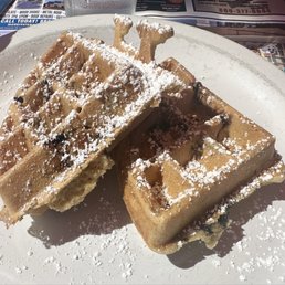 Kids half Belgian waffle $4.25 with blueberries +$1.00 Kids half Belgian waffle $4.25 with blueberries +$1.00