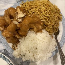 Happiness Chinese Restaurant - Almond Fried Chicken, Pan Fried Noodle, White Rice