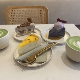 Passion Fruit Mille Crepe Cake, Caramel Biscoff Chocolate Mille Crepe Cake, Ube Basque Cheesecake, Matcha Latte Passion Fruit Mille Crepe Cake, Caramel Biscoff Chocolate Mille Crepe Cake, Ube Basque Cheesecake, Matcha Latte
