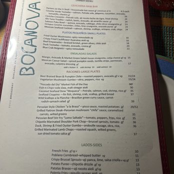 Bocanova - Menu - Latin American Near Me - Oakland, California