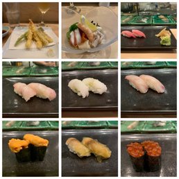 Tempura and Sunomono Appetizer & Sushi which recommended by the Sushi Chef.
