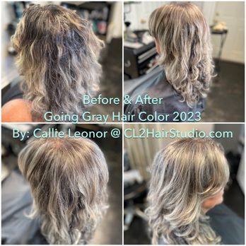 CL2 Hair Studio - Growing out gray hair? Embrace the silver strands and turn them into stunning pieces in your hair palette. ~ Callie Leonor - Hair Stylists Near Me - River Ridge, Louisiana CL2 Hair Studio - Growing out gray hair? Embrace the silver strands and turn them into stunning pieces in your hair palette. ~ Callie Leonor - Hair Stylists Near Me - River Ridge, Louisiana