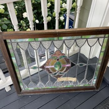 Eric Mauro Stained Glass - Before- see clear, broken panes at the bottom. - Windows Installation Near Me - Boston, Massachusetts